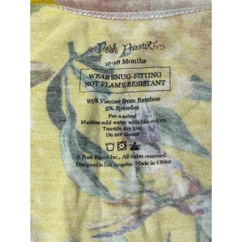 Posh Peanut Tuscan Yellow Ruffle Romper 12-18 Months Floral‎ Earlier Print HTF